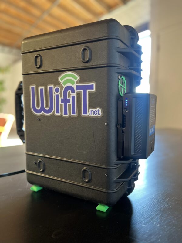 Back photo of WiFiT Fusion 3 Event WiFi Kit with battery plugged in.