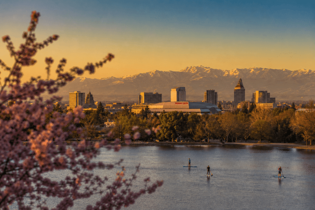 Fresno event WiFi and temporary internet rental — Sierra Nevada in the distance at golden hour