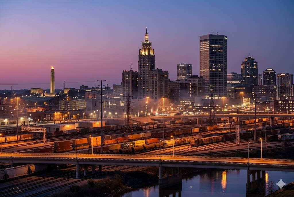 Kansas City event WiFi and temporary internet rental — downtown skyline at twilight